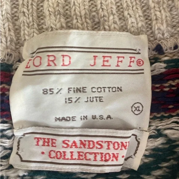 Men’s Vintage Lord Jeff Sweater Size XL | The Sandstone Collection | Cotton/Jute - Picture 7 of 8